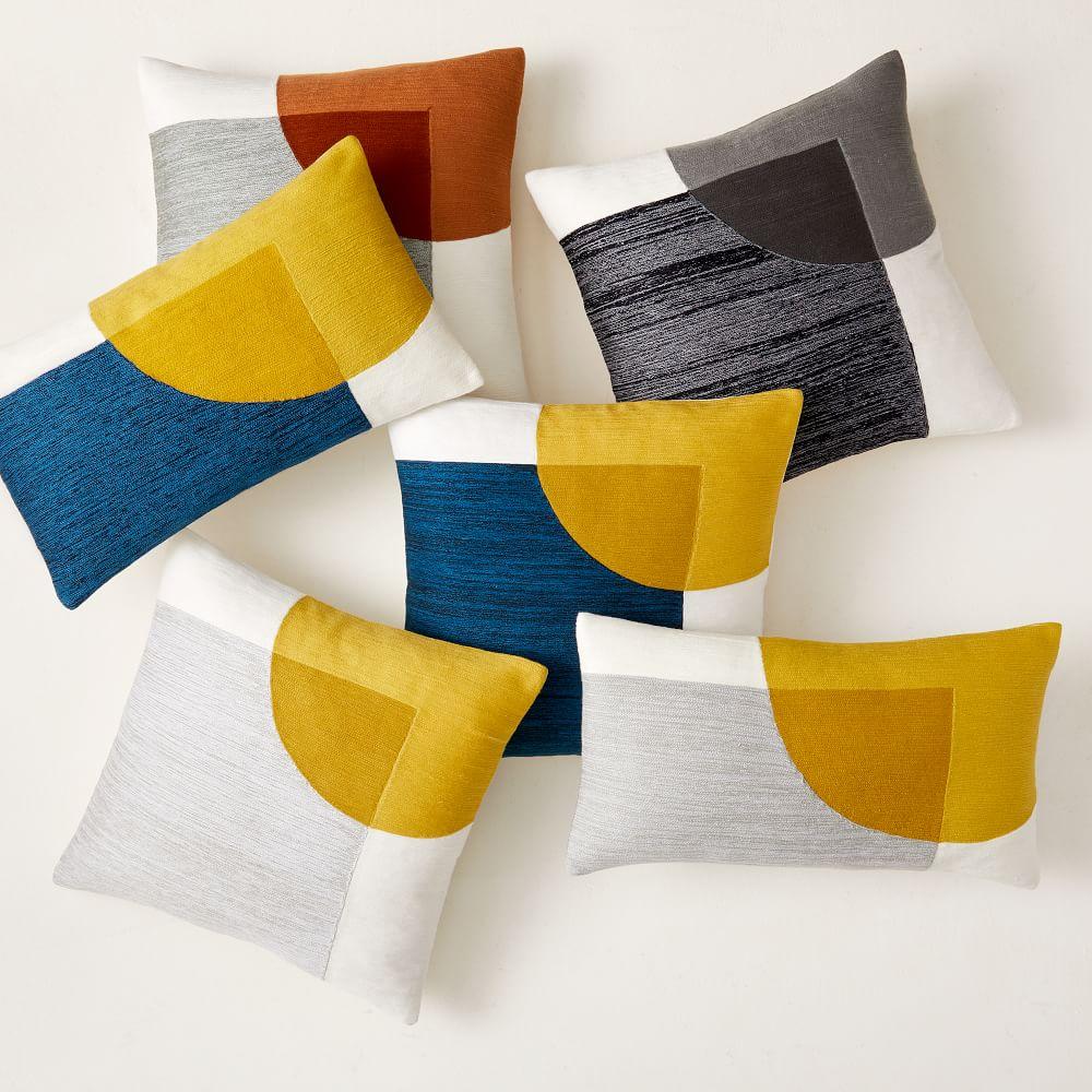 Crewel Overlapping Shapes Pillow Covers