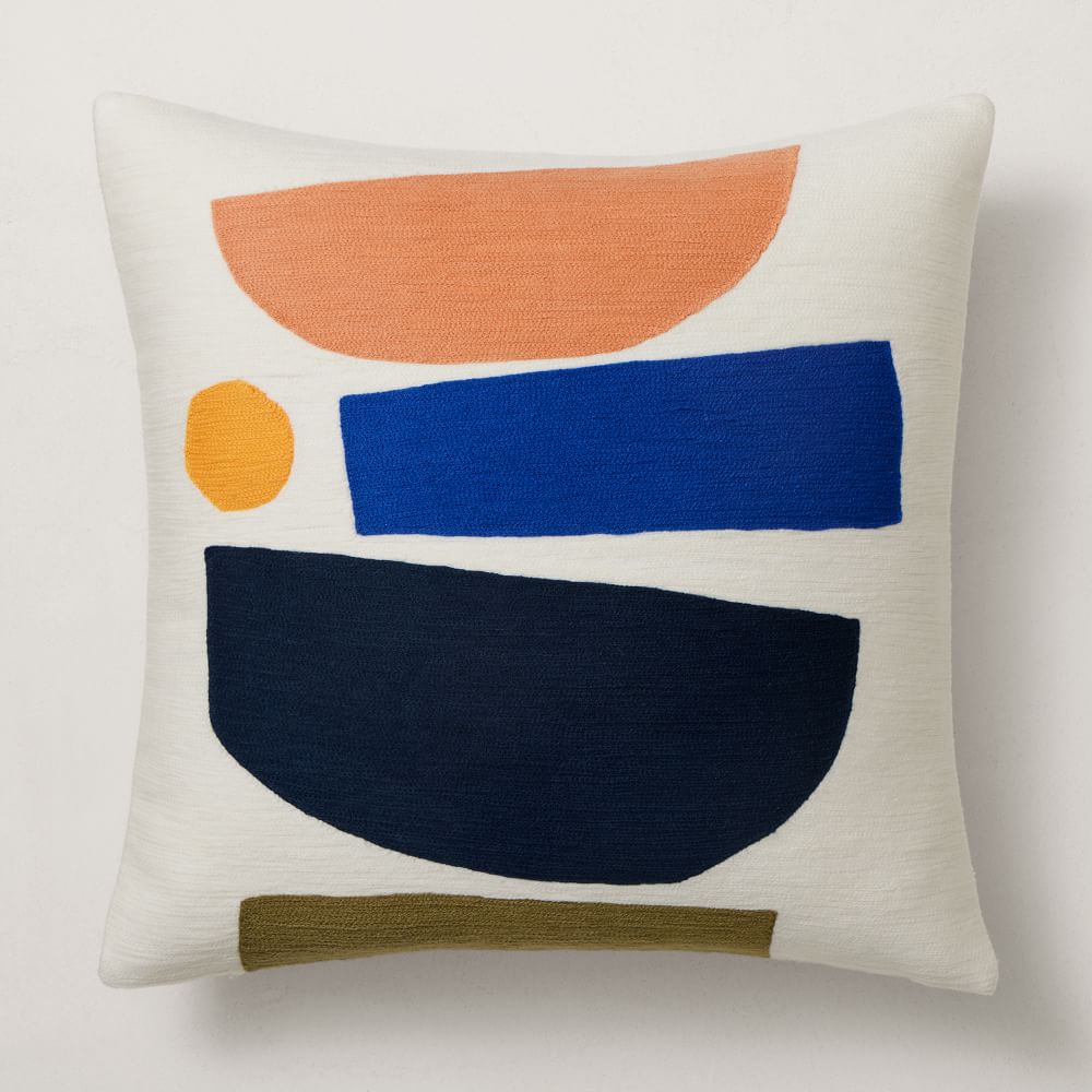 Crewel Staggered Shapes Cushion Cover