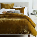 Crinkle Velvet Duvet Cover + Pillowcases - Wasabi