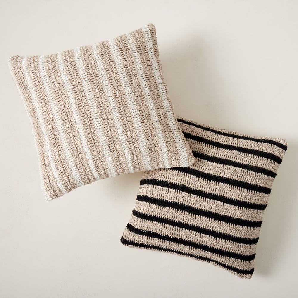 Crochet Linen Stripe Cushion Cover
