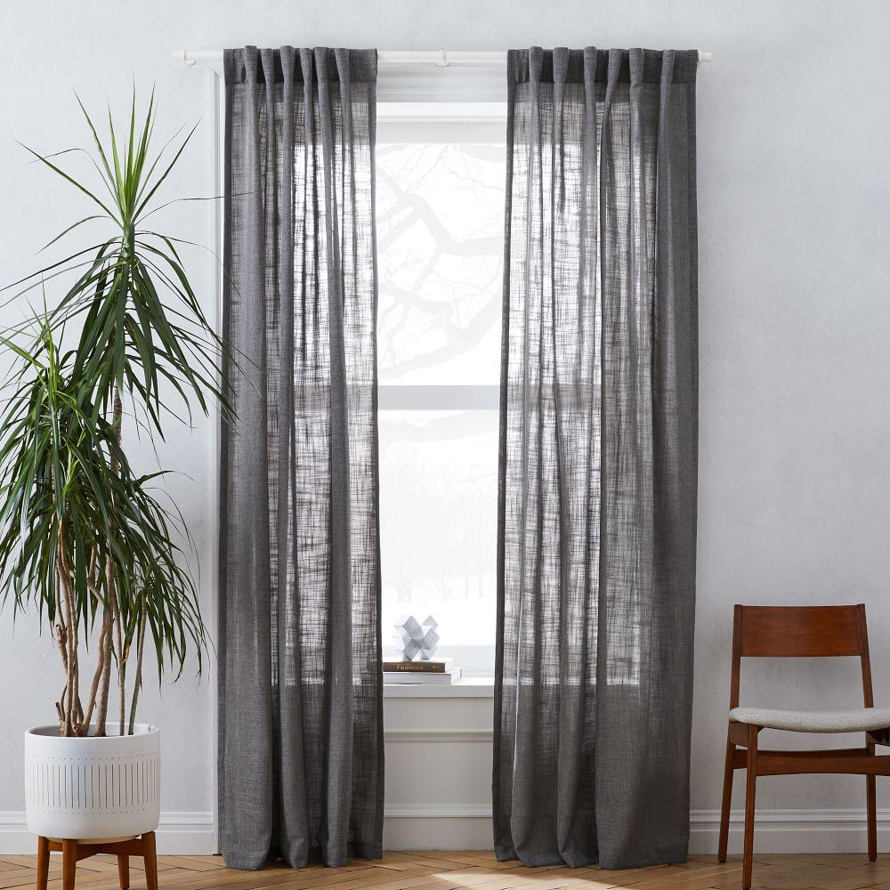 Crossweave Blackout Curtain - Charcoal