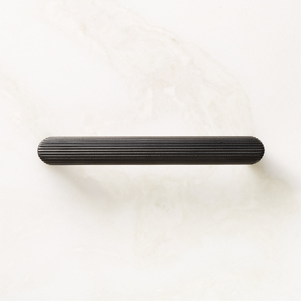Curveaux Scored Round Black Cabinet Knob