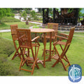 International Caravan Royal Tahiti Lugo 5 Piece Outdoor Bar Height Dining Set