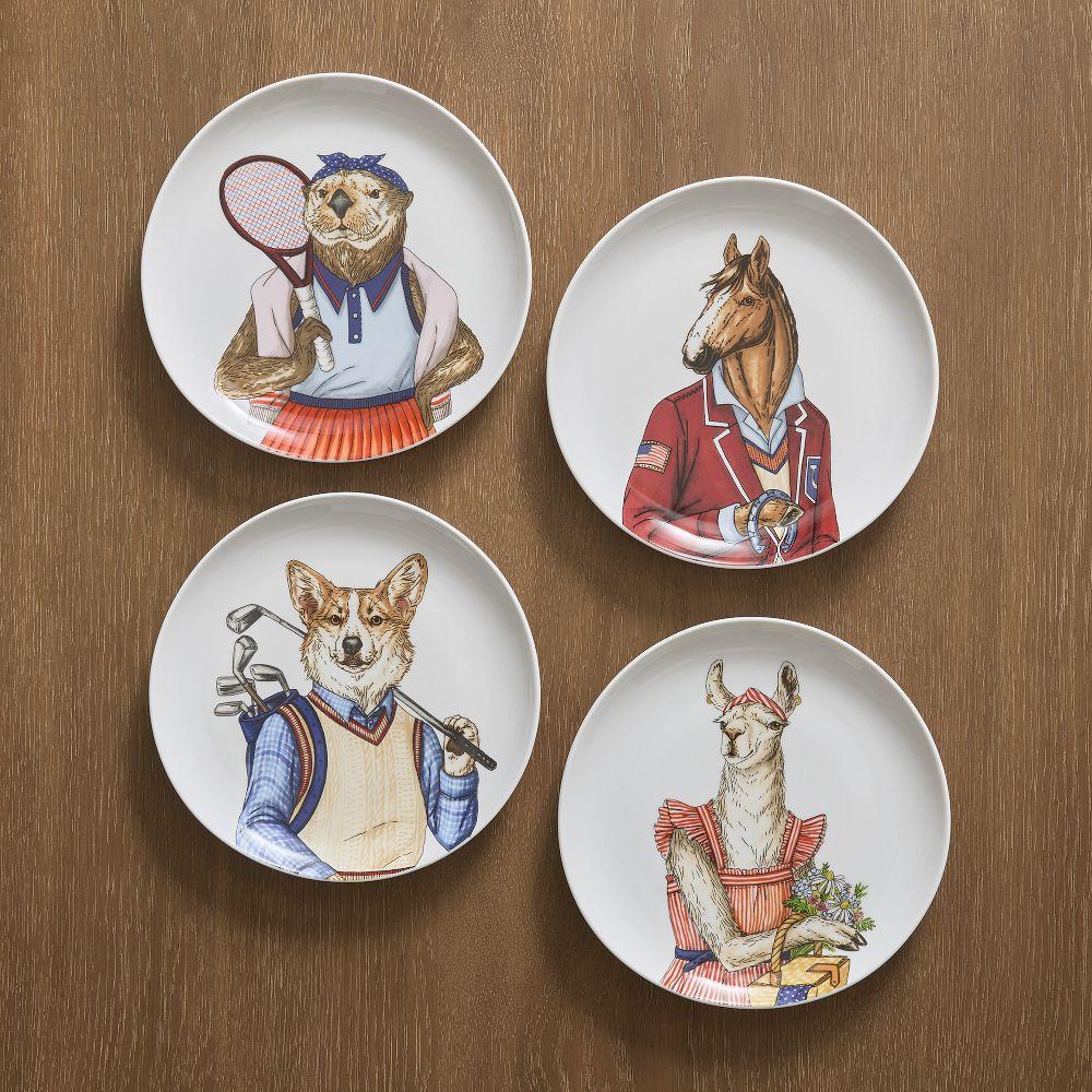 Dapper Preppy Animal Salad Plates