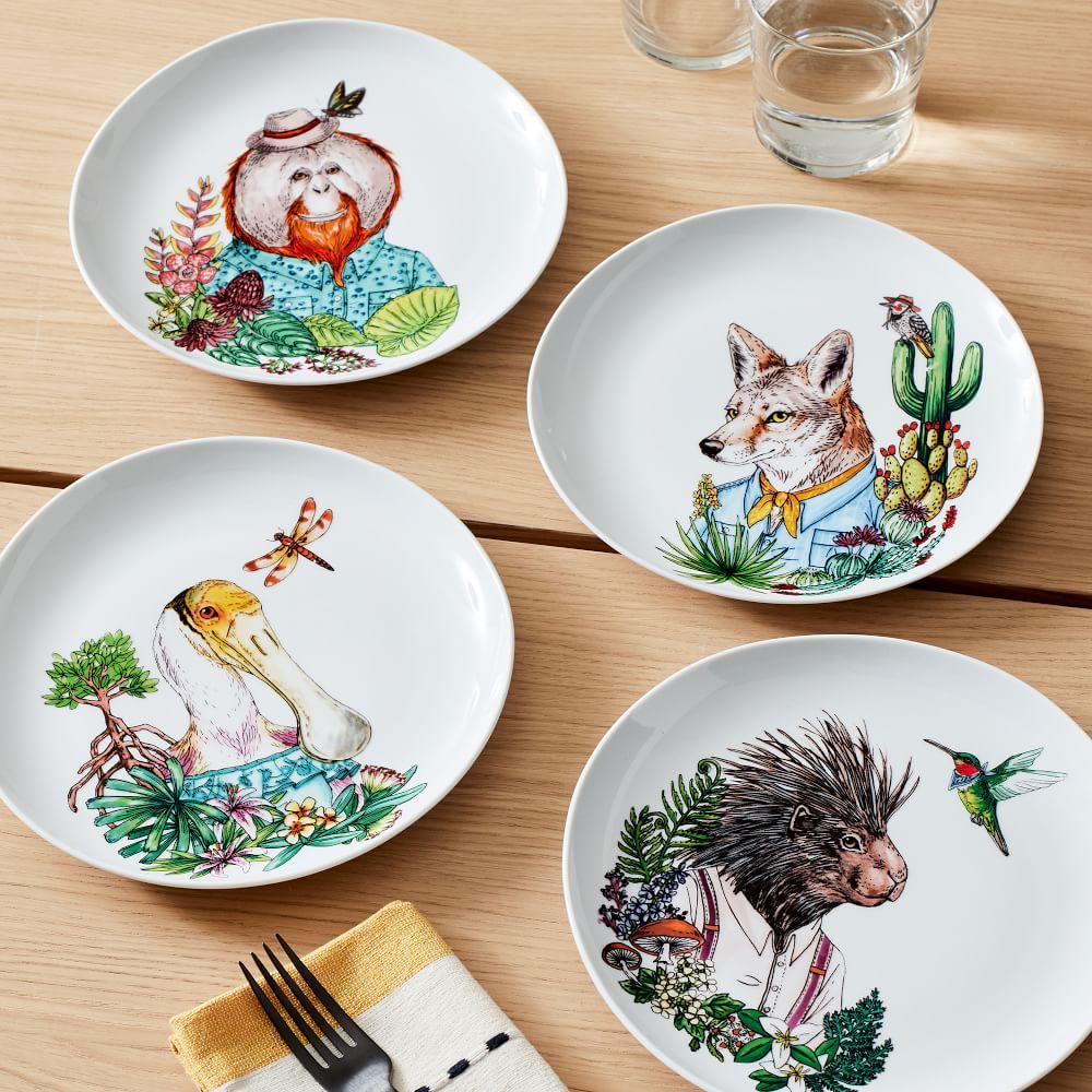 Dapper Animal Spring Salad Plates