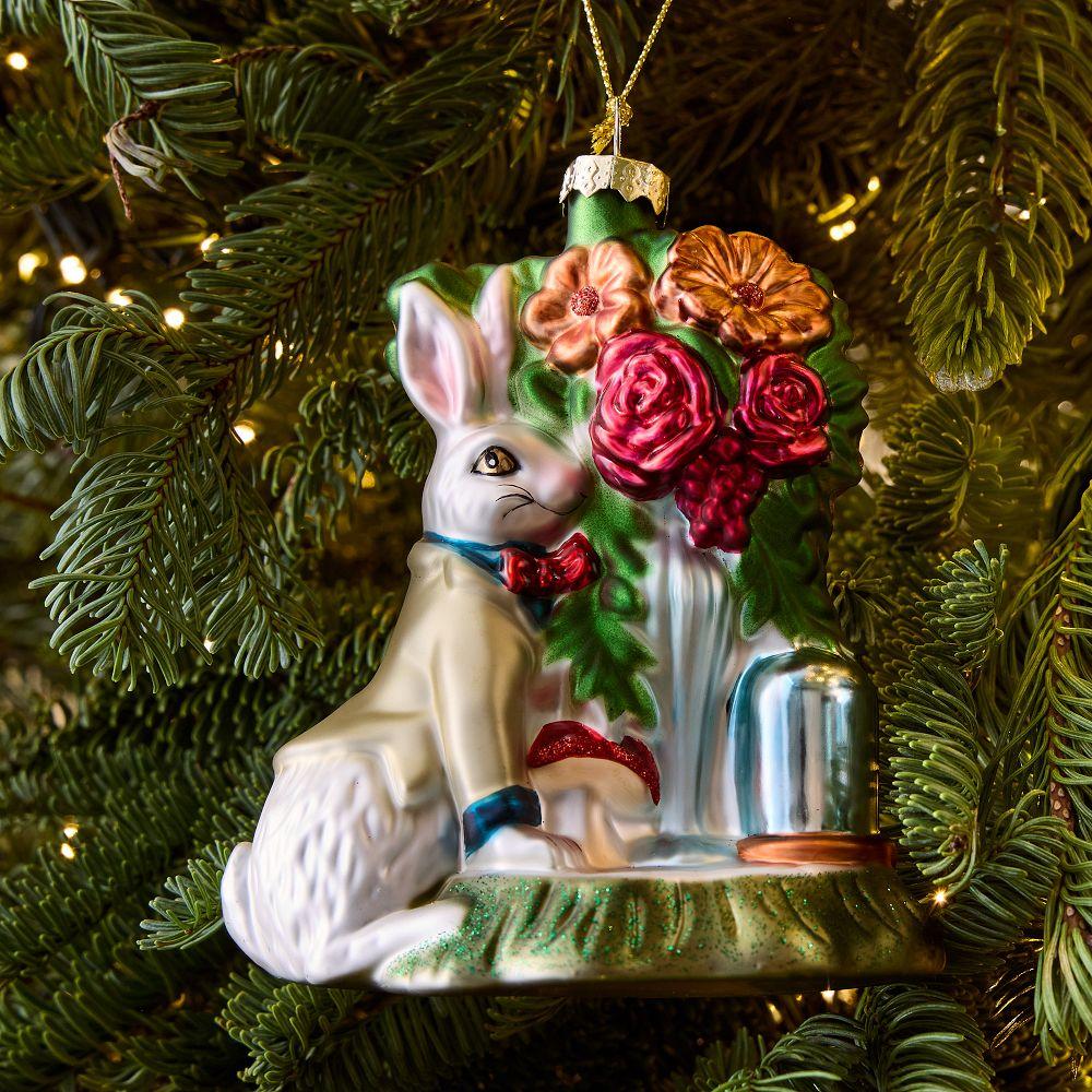 Dapper Rabbit Glass Bauble
