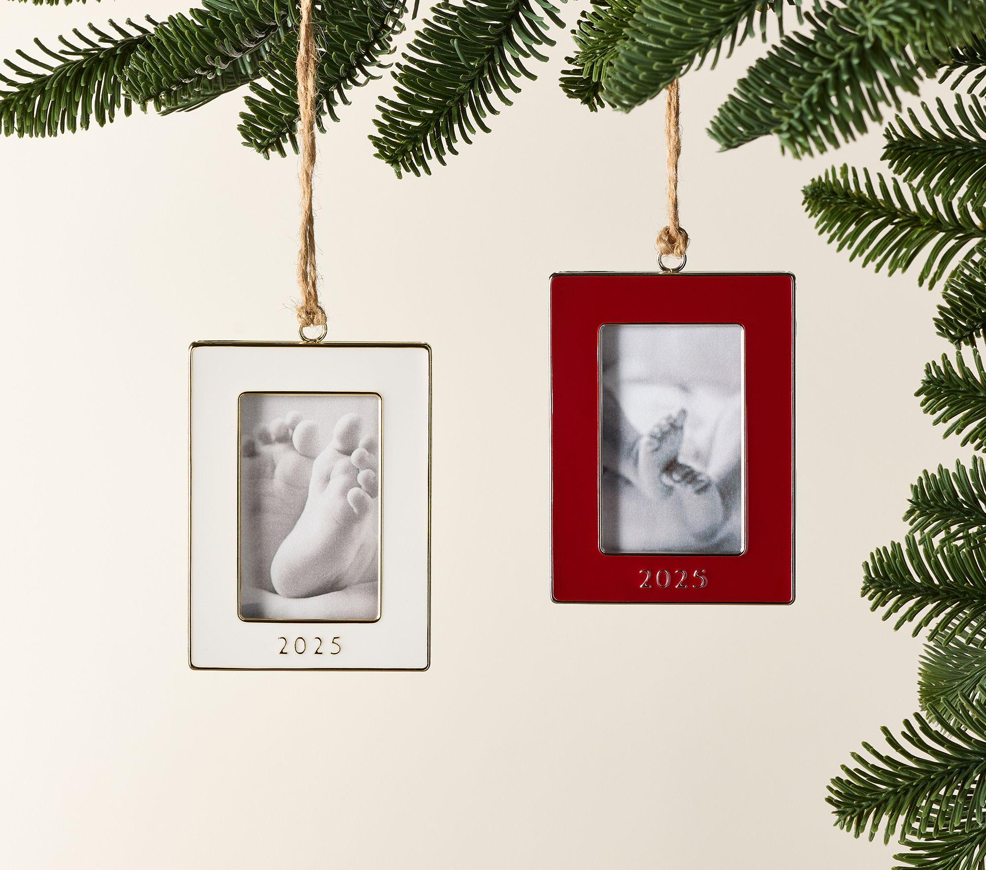 Pottery Barn Kids Dated Enamel Rectangle Frame Ornaments
