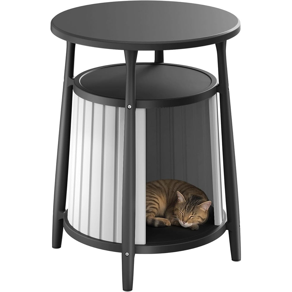 Decksplore Side Table With Storage All Weather Resin Living Room Bedroom Balcony Reading Room Black