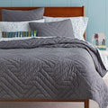 Organic Deco Bedspread + Pillowcases - Pewter