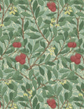 Morris & Co. Arbutus Wallpaper, Dark Green/Red Swatch