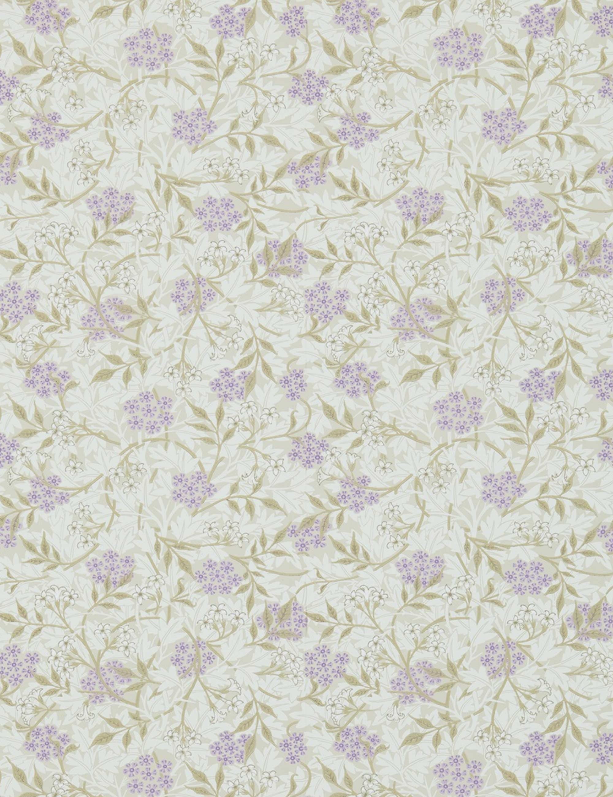 Morris & Co. Jasmine Wallpaper, Lilac/Olive Swatch