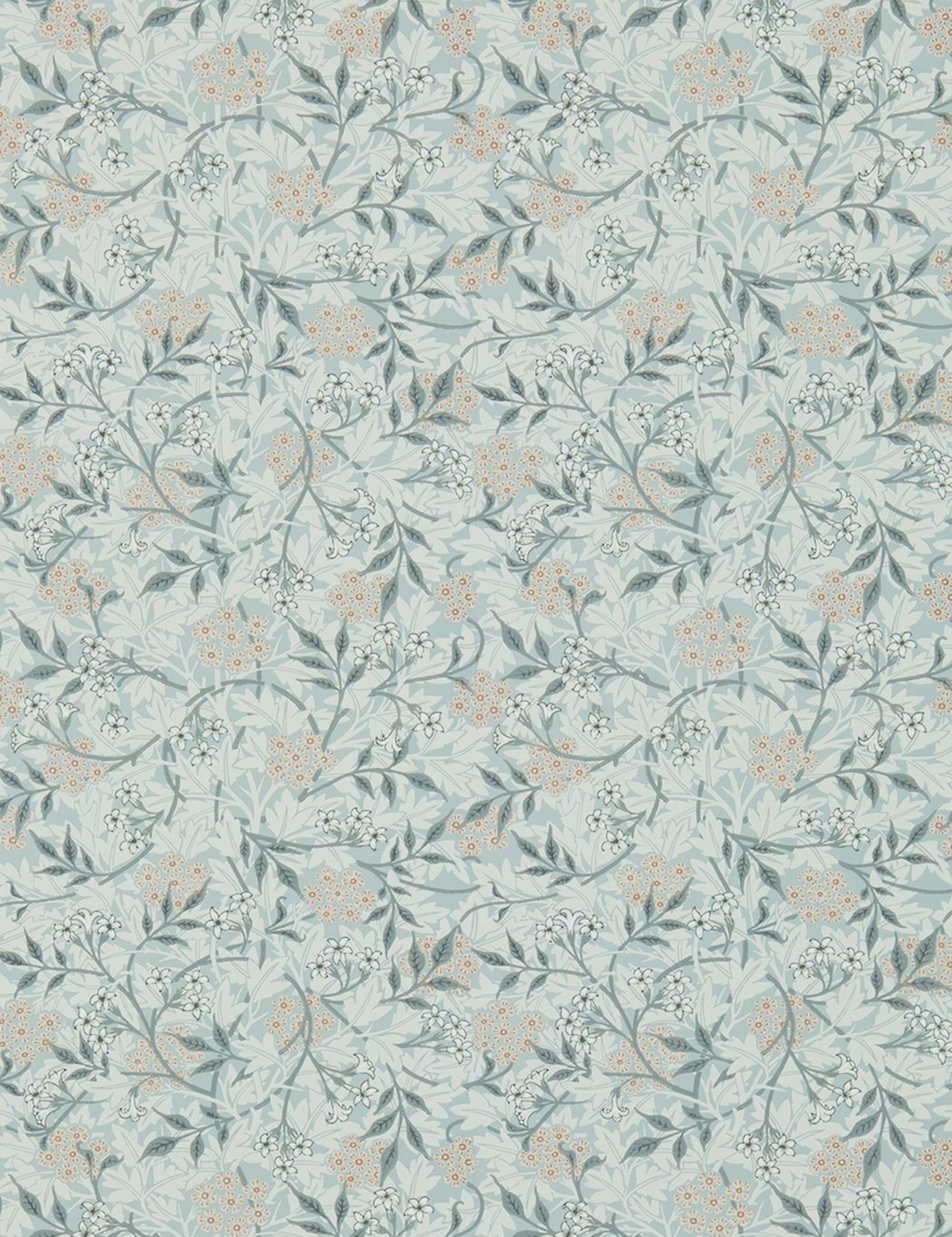 Morris & Co. Jasmine Wallpaper, Silver/Charcoal Swatch