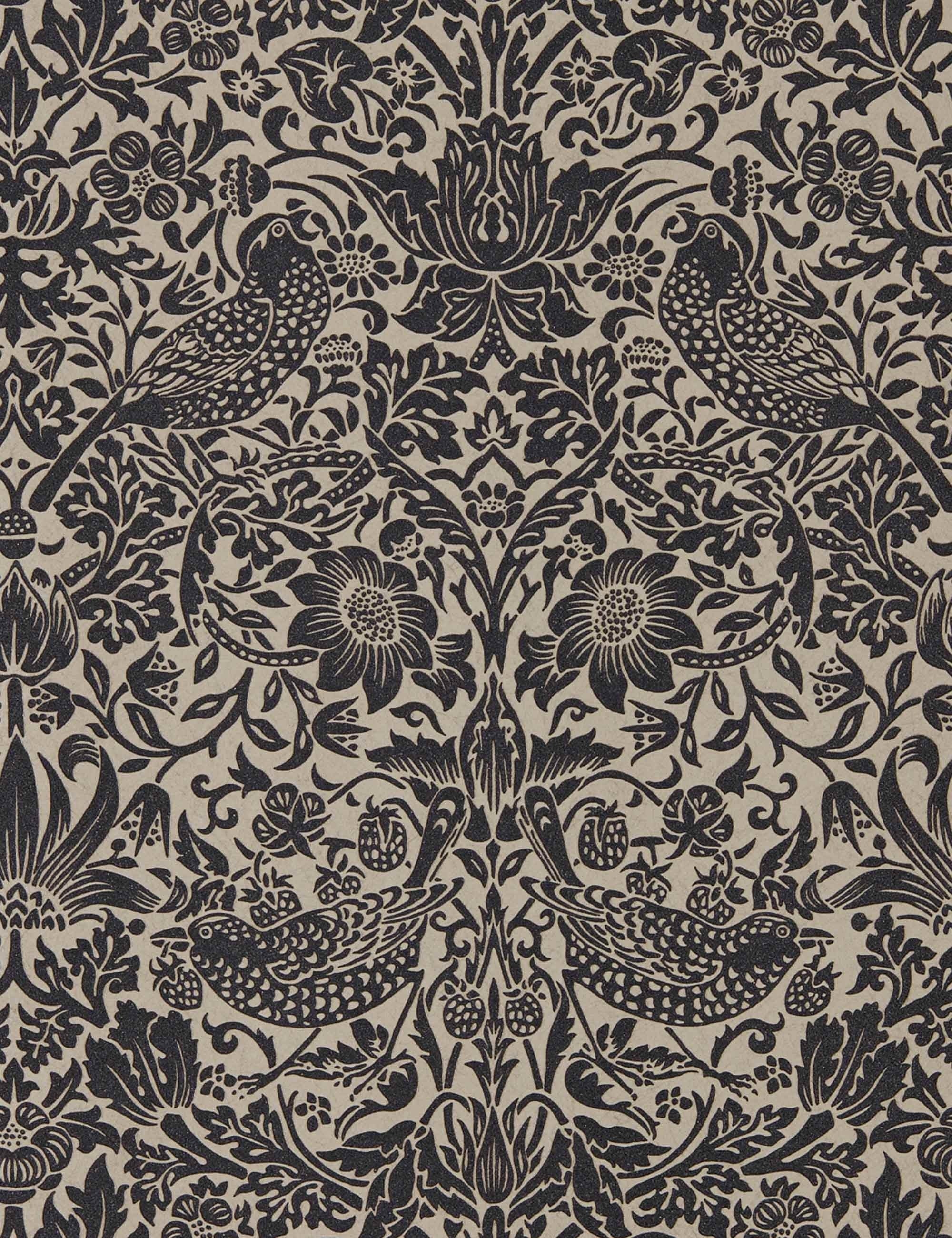 Pure Strawberry Thief Wallpaper Swatch, Charcoal