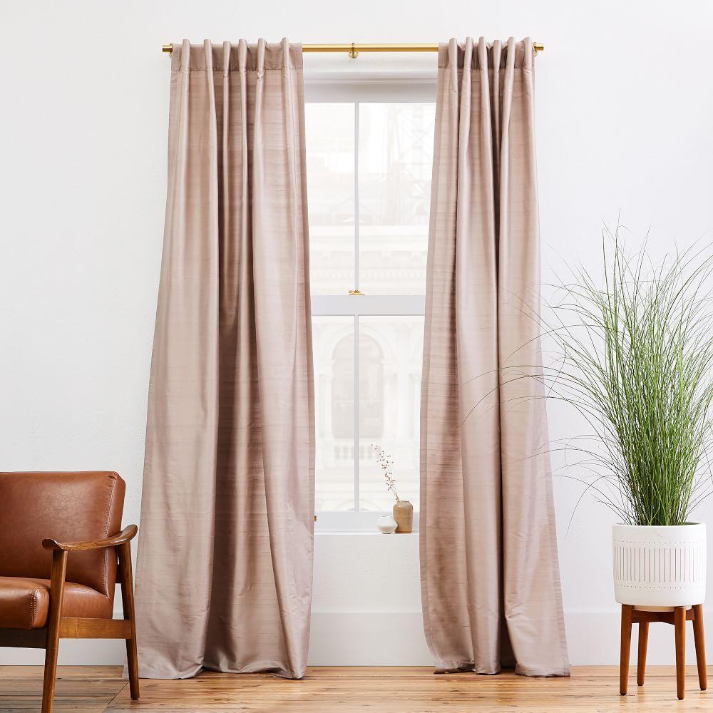 Dupioni Silk Curtain & Blackout Lining - Dusty Blush