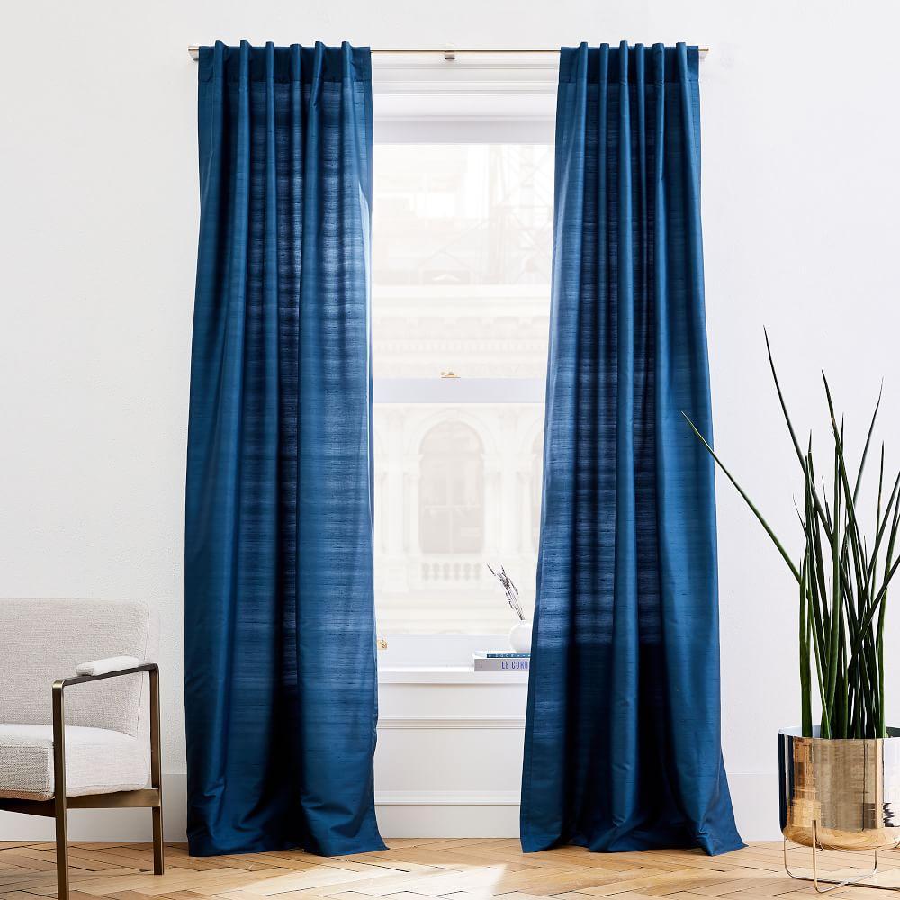 Dupioni Silk Curtain & Blackout Lining - Regal Blue