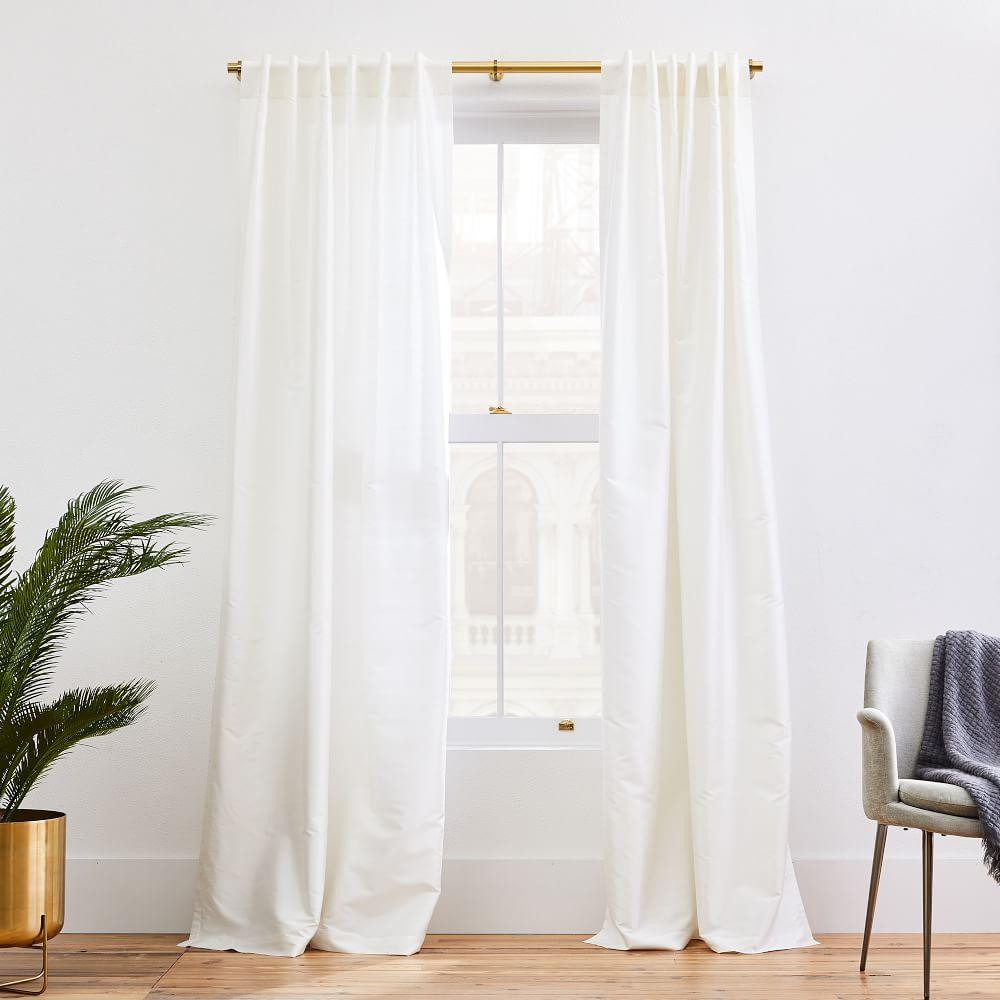 Dupioni Silk Curtain + Blackout Lining - Stone White