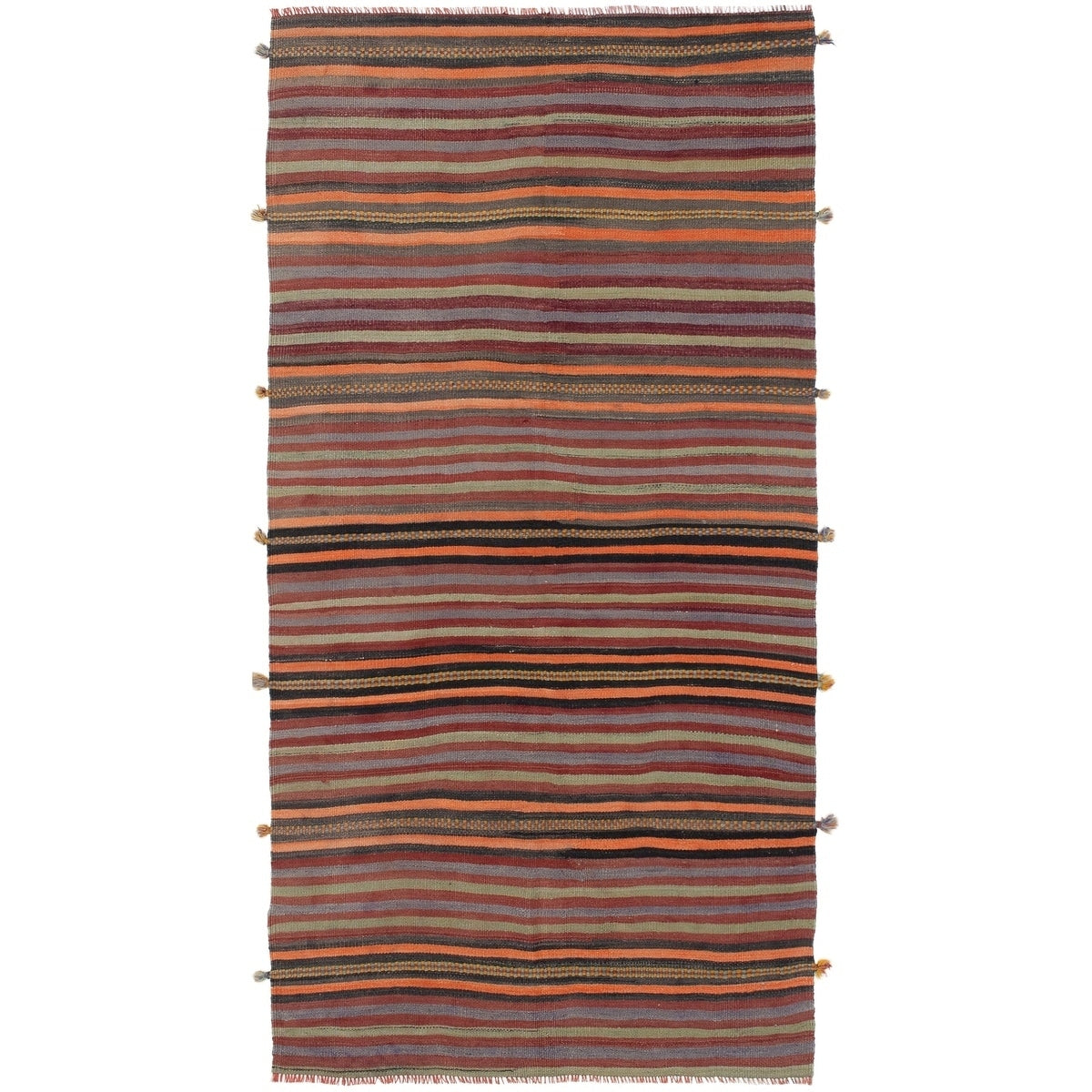 Ecarpetgallery Flat Weave Bohemian Dark Red Wool Kilim 46 X 810