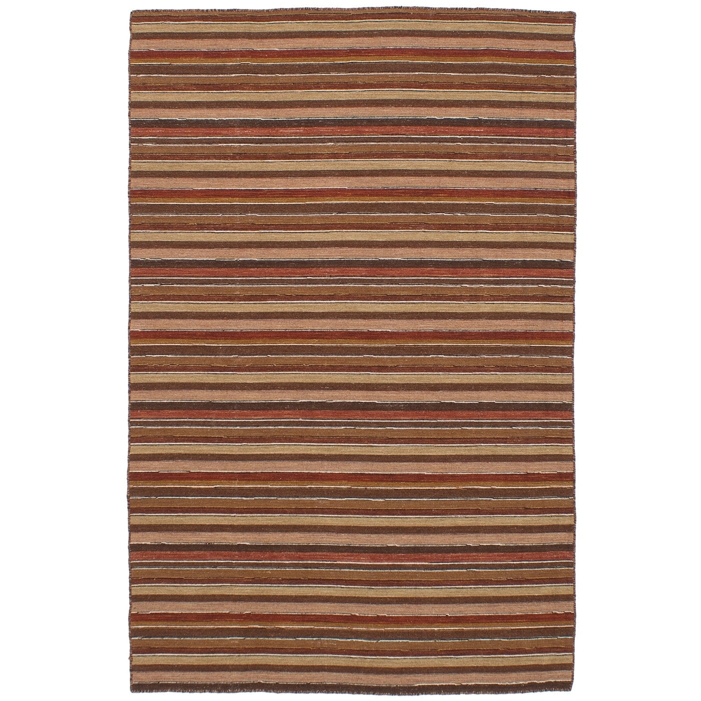 Ecarpetgallery Flat Weave Manhattan Brown Dark Red Wool Kilim 50 X 710