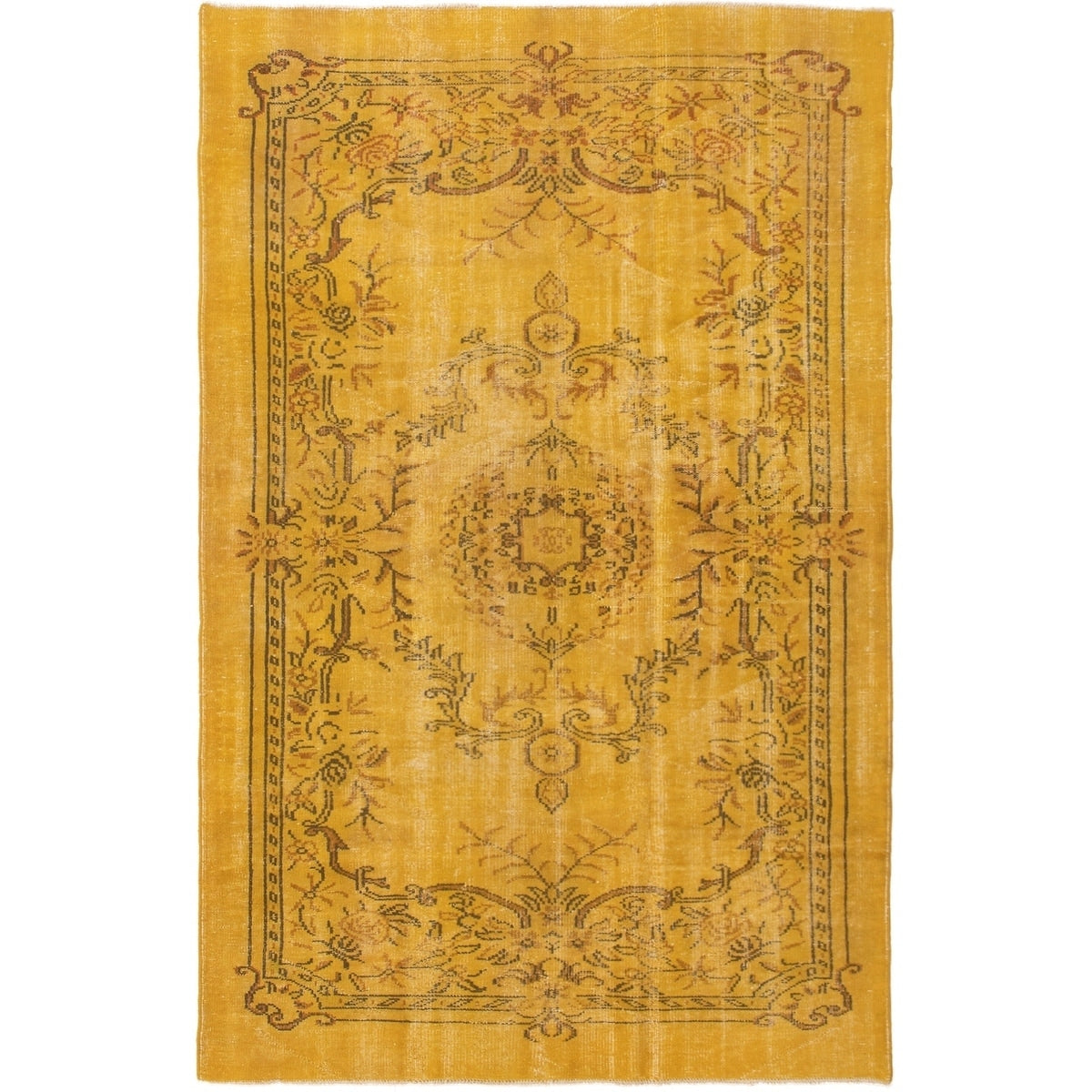 Hand Knotted Color Transition Gold Wool Rug 62 X 97 62 X 97