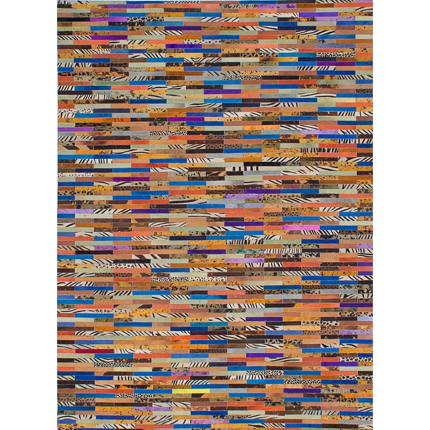 Ecarpetgallery Handmade Cowhide Patchwork Multi Leather Rug 56 X 76