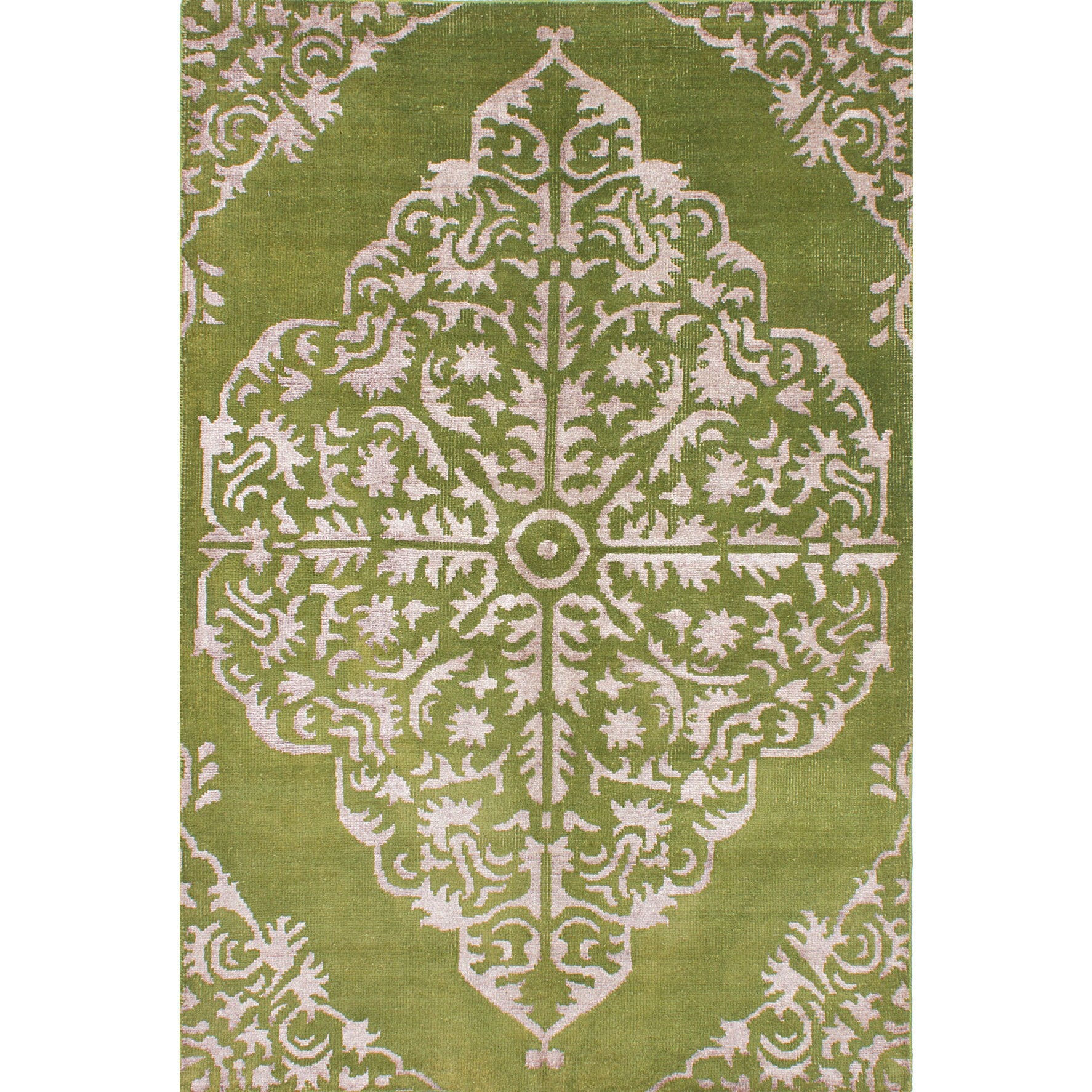 Ecarpetgallery La Seda Green Wool And Art Silk Hand Knotted Area Rug 64 X 97 64 X 97