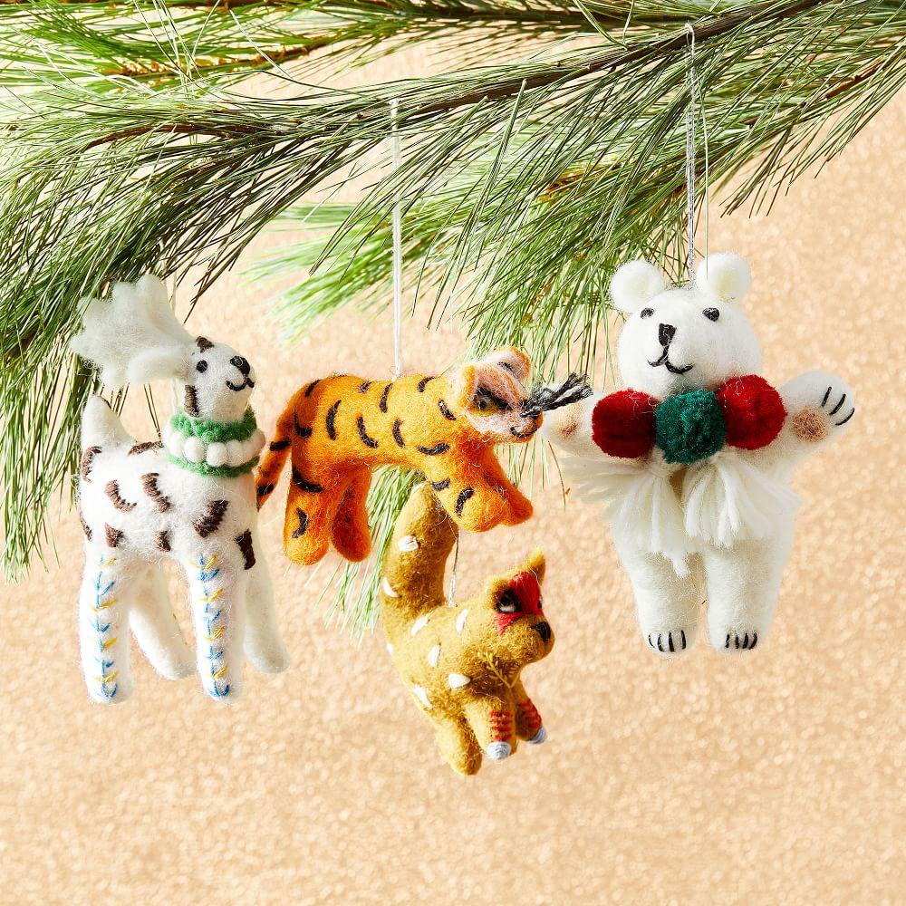 Embroidered Felt Animal Baubles
