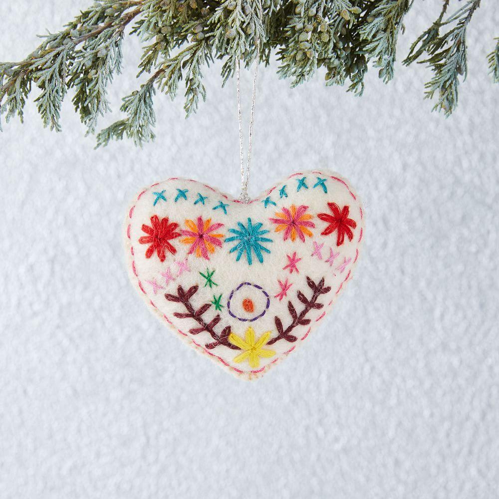 Embroidered Felt Heart Bauble