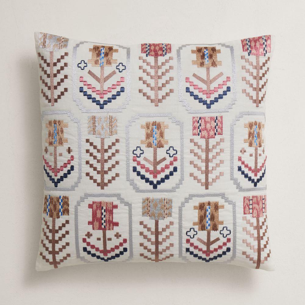 Embroidered Floral Fragment Cushion Cover