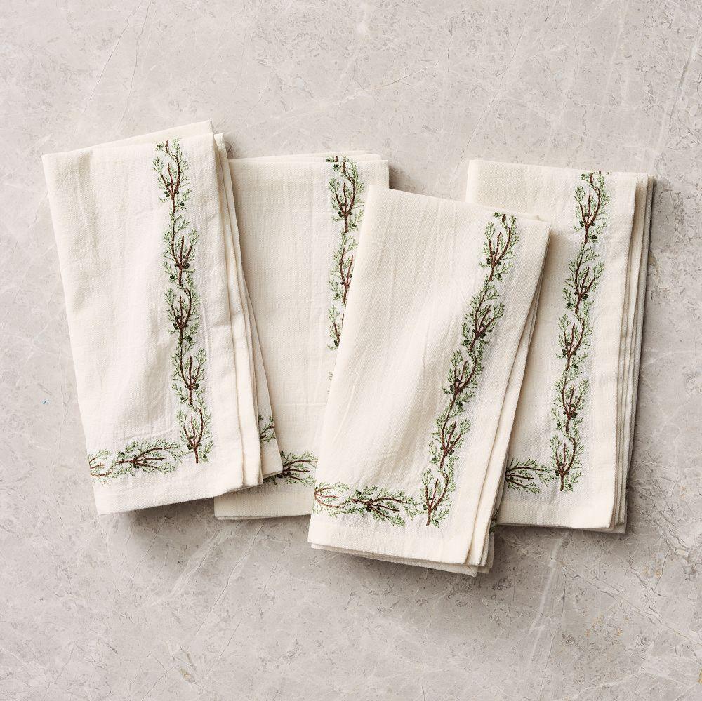 Embroidered Juniper Napkins