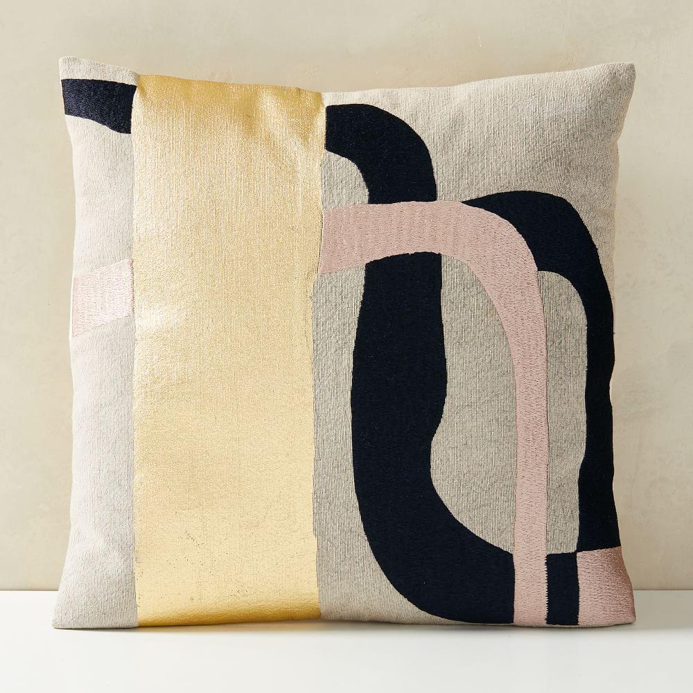 Embroidered Metallic Curves Cushion Cover