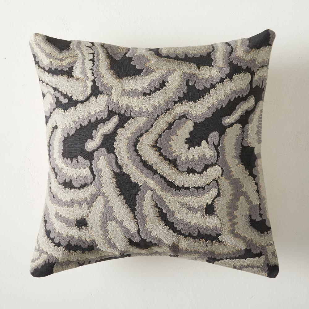 Embroidered Metallic Fans Cushion Cover