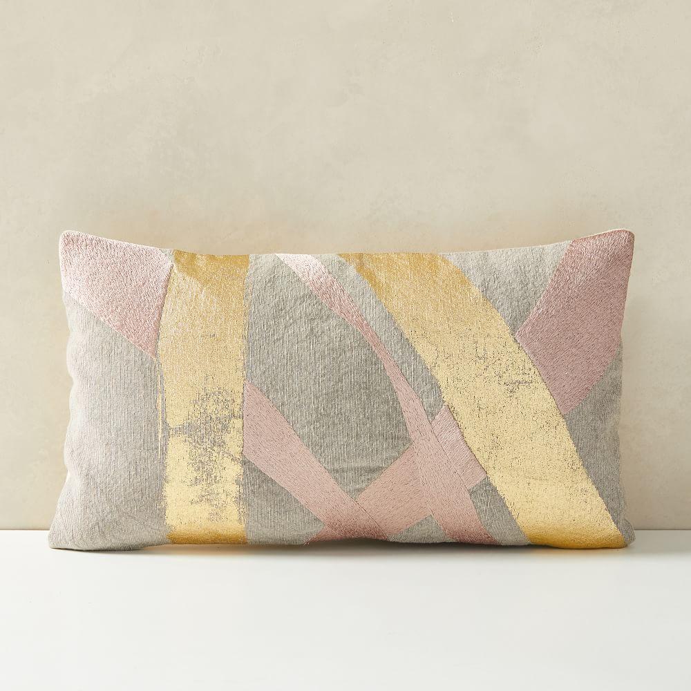 Embroidered Metallic Ribbon Cushion Cover