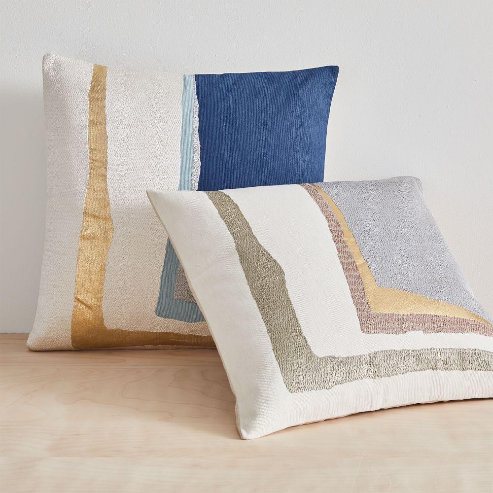 Embroidered Painted Corner Cushion Cover
