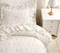 Pottery Barn Kids Embroidered Floral Ruffle Duvet Cover & Pillowcase