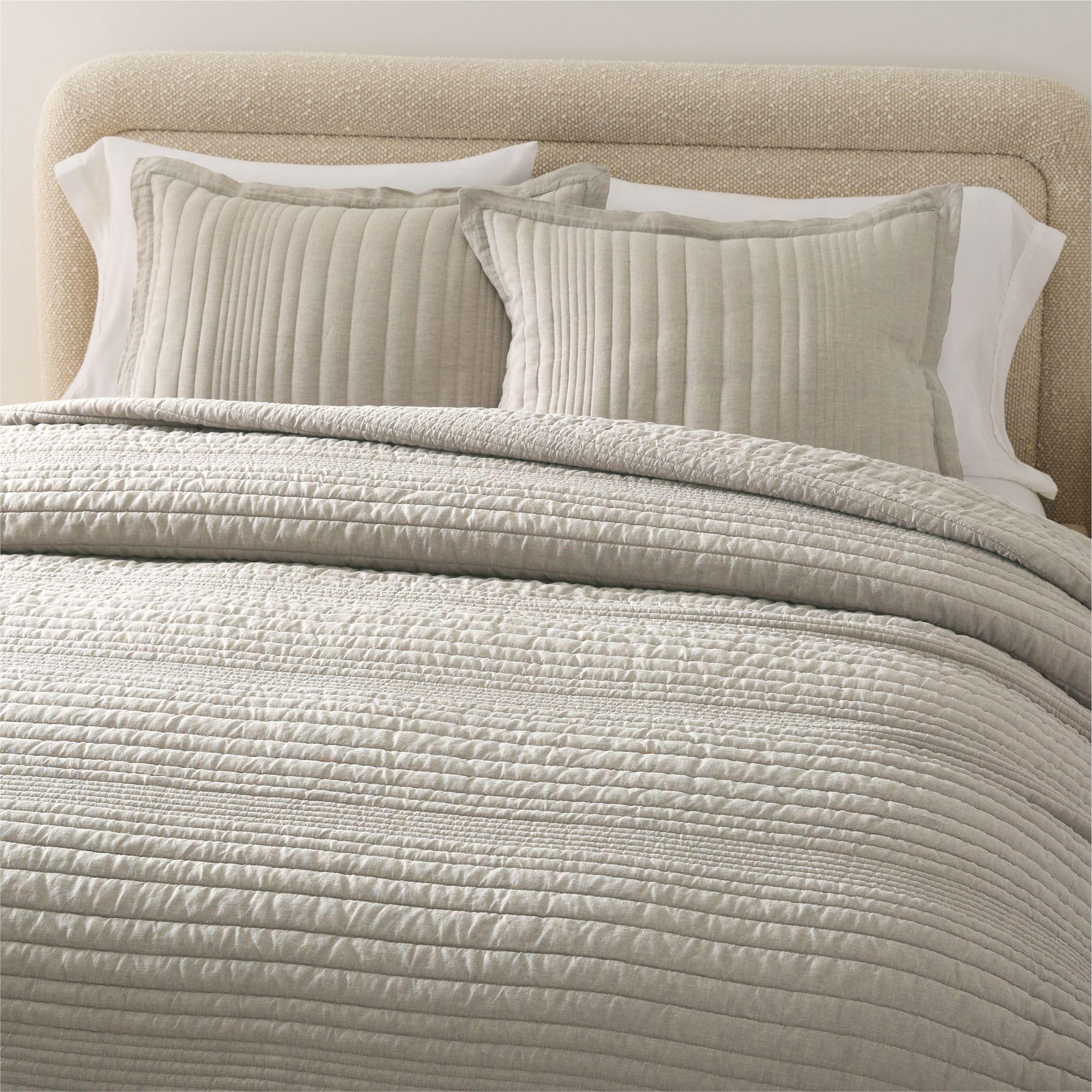 European Flax Linen Linework Bedspread & Pillowcases