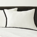 Classic EUROPEAN FLAXâ¢-Certified Linen White with Black Border Queen Bedding Set
