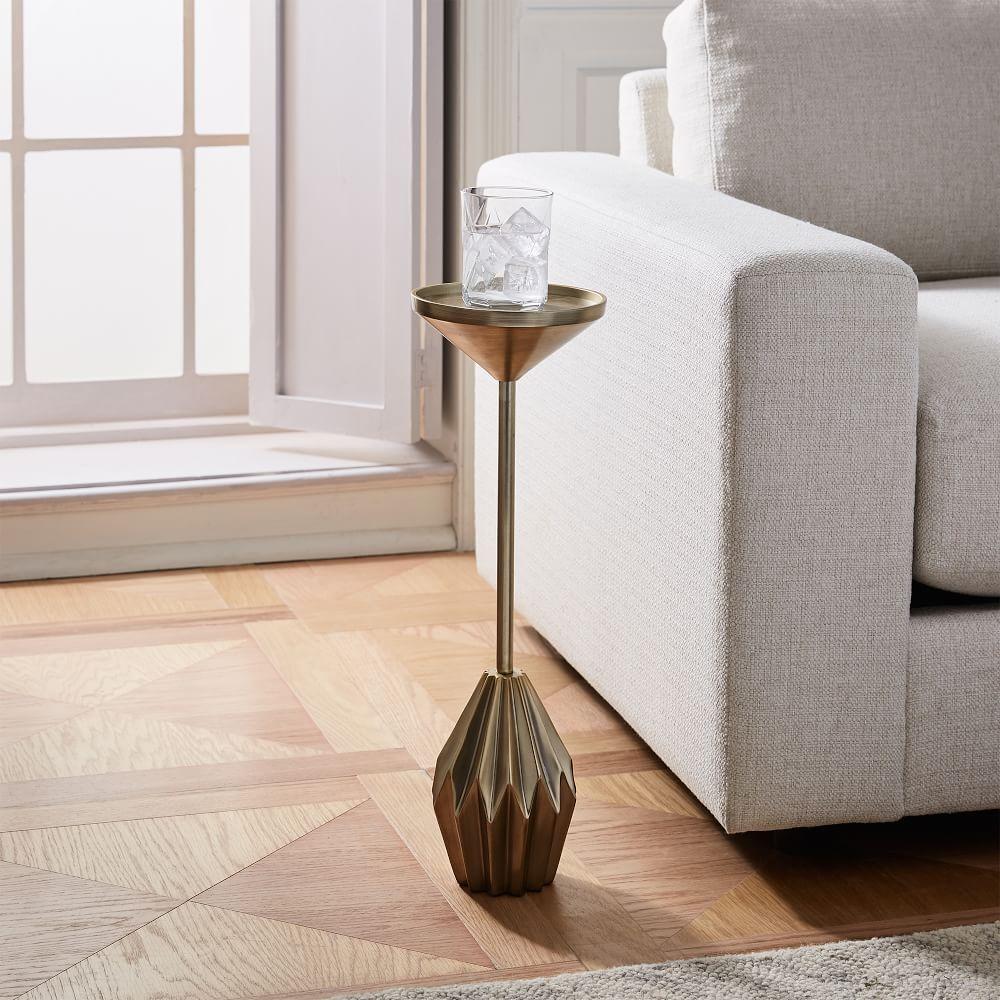 Faceted Brass Drink Side Table (19 cm)