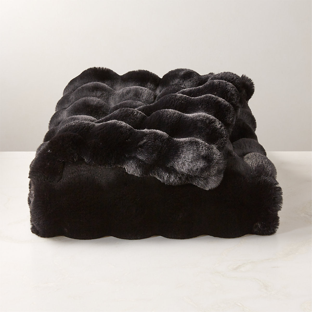 Farleigh Black Faux Fur Throw Pillow Cover and Throw Blanket Set