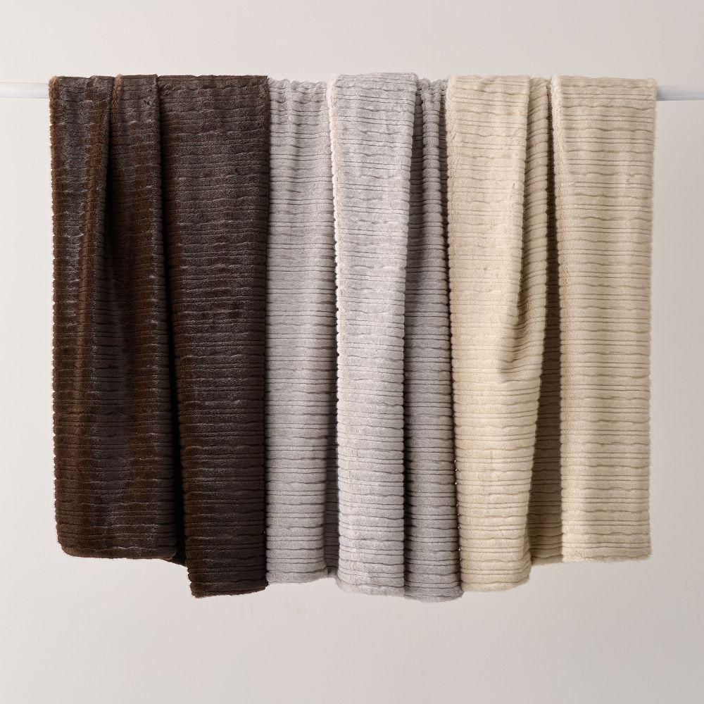 Faux Fur Textured Channel Throw
