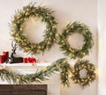Pottery Barn Faux Lit Cedar Berry Pine Wreath & Garland