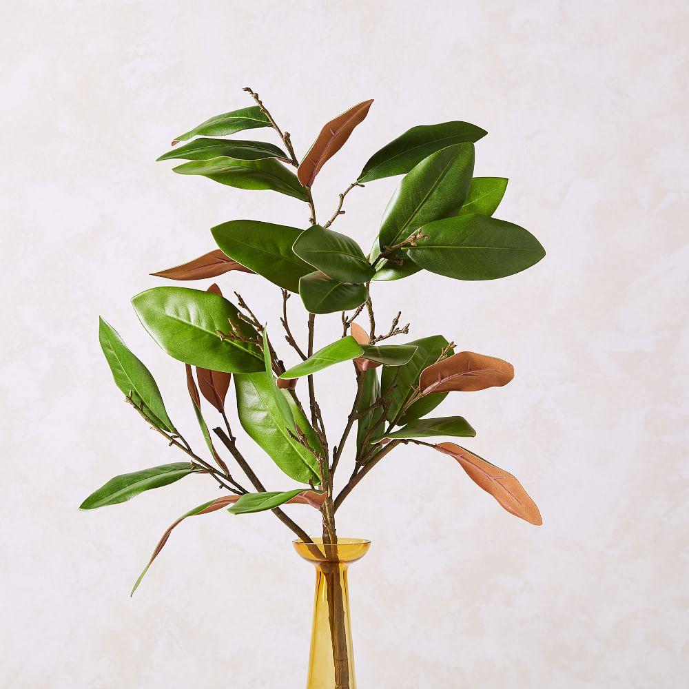 Faux Green Magnolia Leaves Branch