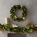 Faux Metallic Magnolia Garland & Wreath