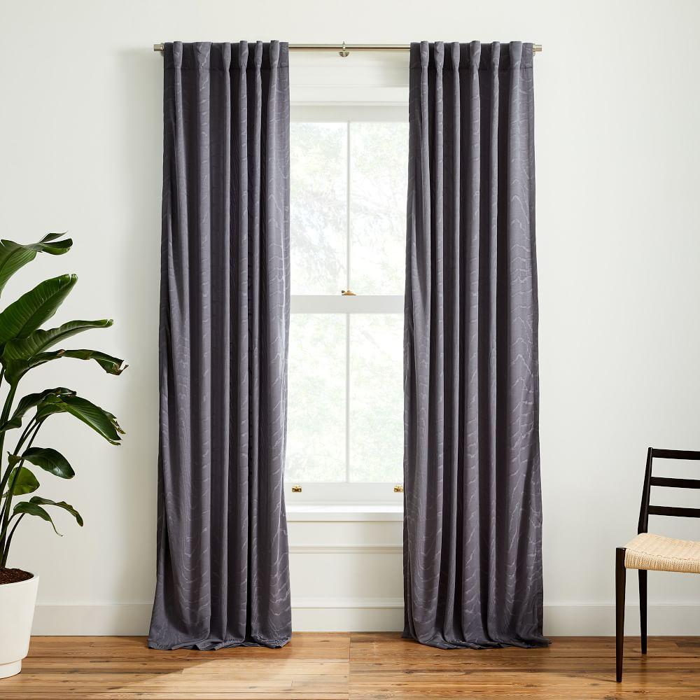 Faux Silk Moire Curtain - Pewter