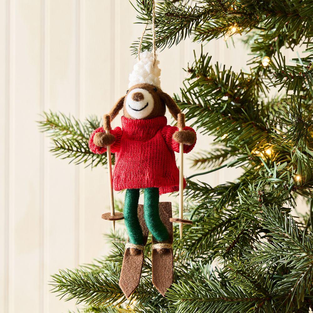 Felt Skiing Dog Bauble