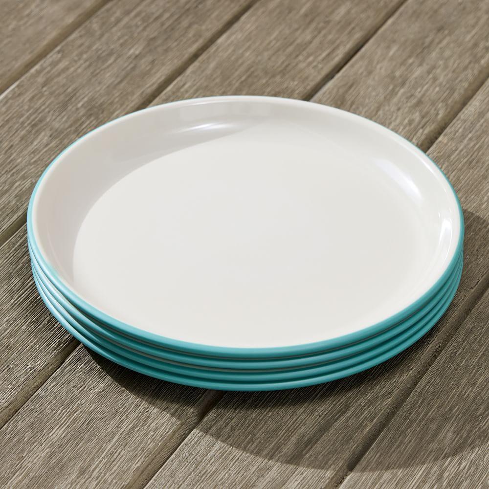 Flared Pop-Tone Melamine Dinner Plates (Set of 4)