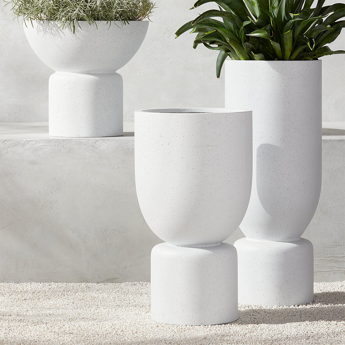 Flatform Round White Cement Indoor/Outdoor Large Planter 35inH