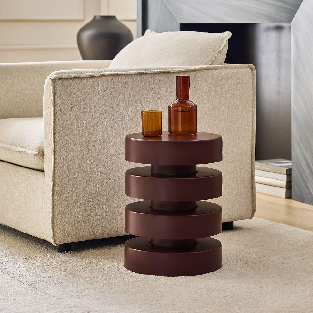 Floating Disks Side Table (33 cm) - Spiced Cacao