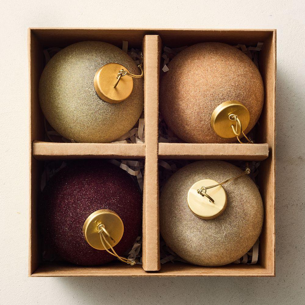 Flocked Ball Baubles (Set of 4) – Cool Tones