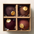 Flocked Ball Baubles (Set of 4) – Warm Tones