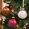 Flocked Tonal Glass Ball Baubles (Set of 3)